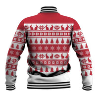 Christmas Santa Bunny Rabbits Baseball Jacket Red White Tree Snowflake Pattern - Wonder Print Shop