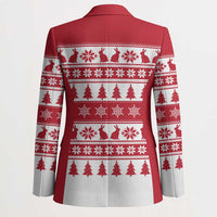 Christmas Santa Bunny Rabbits Blazer Red White Tree Snowflake Pattern - Wonder Print Shop