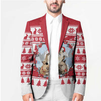 Christmas Santa Bunny Rabbits Blazer Red White Tree Snowflake Pattern - Wonder Print Shop