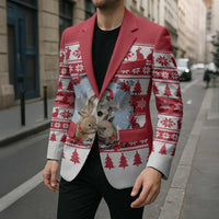 Christmas Santa Bunny Rabbits Blazer Red White Tree Snowflake Pattern - Wonder Print Shop