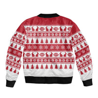 Christmas Santa Bunny Rabbits Bomber Jacket Red White Tree Snowflake Pattern - Wonder Print Shop