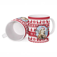 Christmas Santa Bunny Rabbits Ceramic Mug Red White Tree Snowflake Pattern - Wonder Print Shop