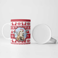Christmas Santa Bunny Rabbits Ceramic Mug Red White Tree Snowflake Pattern - Wonder Print Shop