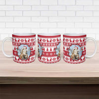 Christmas Santa Bunny Rabbits Ceramic Mug Red White Tree Snowflake Pattern - Wonder Print Shop