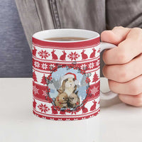 Christmas Santa Bunny Rabbits Ceramic Mug Red White Tree Snowflake Pattern - Wonder Print Shop