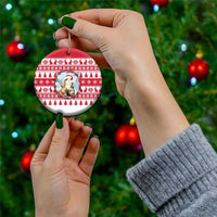 Christmas Santa Bunny Rabbits Ceramic Ornament Red White Tree Snowflake Pattern - Wonder Print Shop