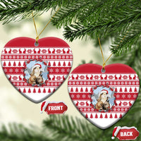 Christmas Santa Bunny Rabbits Ceramic Ornament Red White Tree Snowflake Pattern - Wonder Print Shop