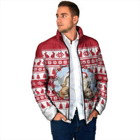 Christmas Santa Bunny Rabbits Padded Jacket Red White Tree Snowflake Pattern - Wonder Print Shop