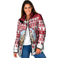 Christmas Santa Bunny Rabbits Padded Jacket Red White Tree Snowflake Pattern - Wonder Print Shop