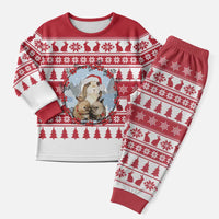 Christmas Santa Bunny Rabbits Christmas Pajama Set Red White Tree Snowflake Pattern - Wonder Print Shop
