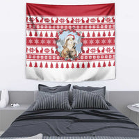 Christmas Santa Bunny Rabbits Tapestry Red White Tree Snowflake Pattern - Wonder Print Shop