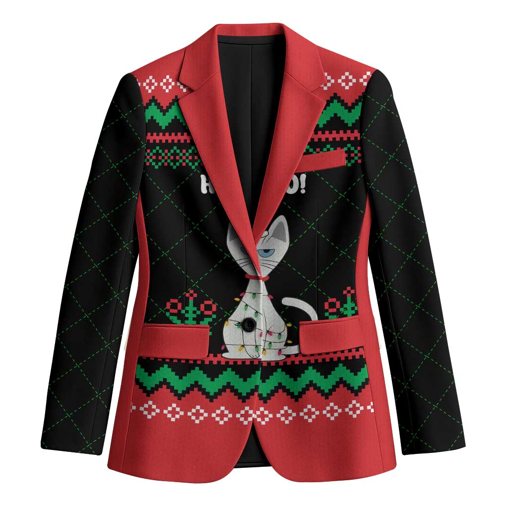 Christmas Cat Blazer with Grumpy Cat in Santa Hat Holiday Lights - Wonder Print Shop