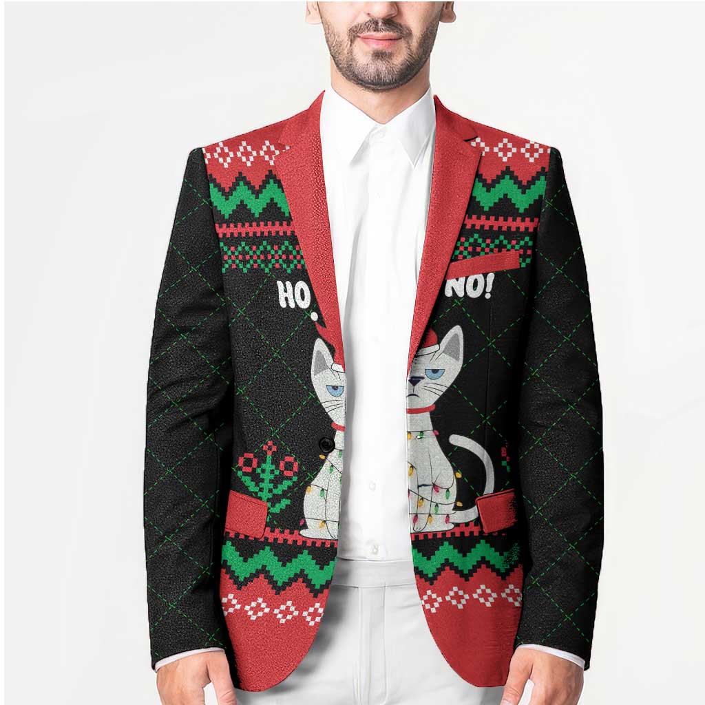 Christmas Cat Blazer with Grumpy Cat in Santa Hat Holiday Lights - Wonder Print Shop