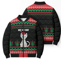 Christmas Cat Bomber Puffer Jacket with Grumpy Cat in Santa Hat Holiday Lights - Wonder Print Shop