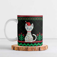 Christmas Cat Ceramic Mug with Grumpy Cat in Santa Hat Holiday Lights - Wonder Print Shop