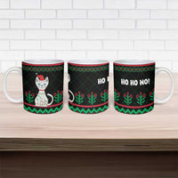 Christmas Cat Ceramic Mug with Grumpy Cat in Santa Hat Holiday Lights - Wonder Print Shop