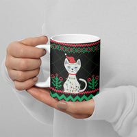 Christmas Cat Ceramic Mug with Grumpy Cat in Santa Hat Holiday Lights - Wonder Print Shop