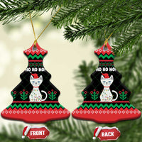 Christmas Cat Ceramic Ornament with Grumpy Cat in Santa Hat Holiday Lights - Wonder Print Shop