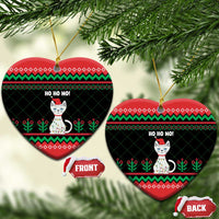 Christmas Cat Ceramic Ornament with Grumpy Cat in Santa Hat Holiday Lights - Wonder Print Shop