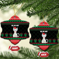 Christmas Cat Ceramic Ornament with Grumpy Cat in Santa Hat Holiday Lights - Wonder Print Shop