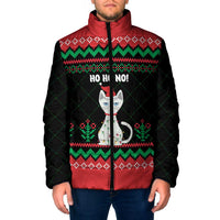 Christmas Cat Padded Jacket with Grumpy Cat in Santa Hat Holiday Lights - Wonder Print Shop