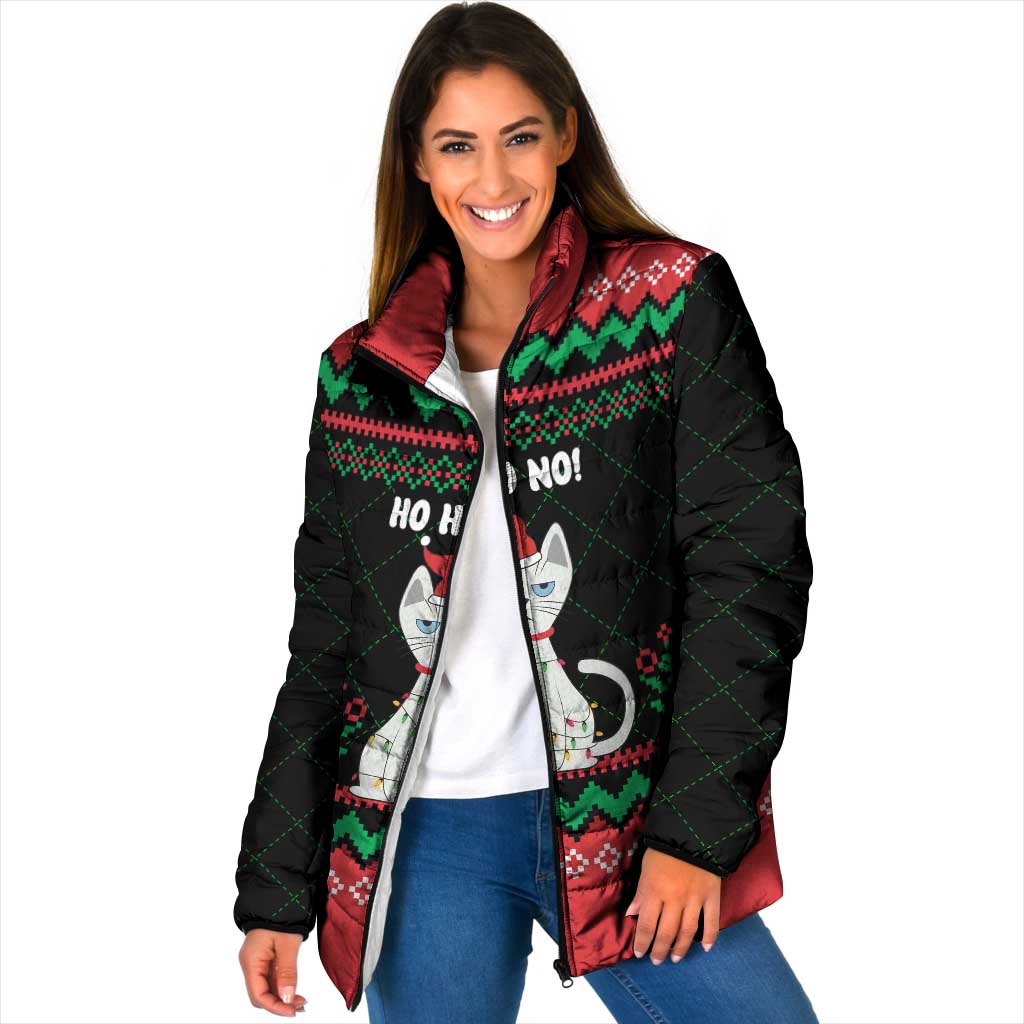 Christmas Cat Padded Jacket with Grumpy Cat in Santa Hat Holiday Lights - Wonder Print Shop
