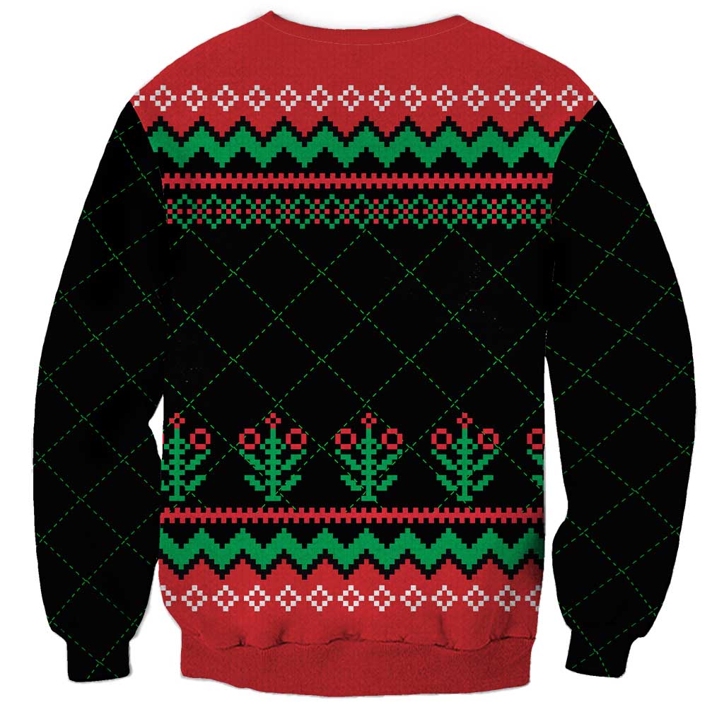 Christmas Cat Sweatshirt with Grumpy Cat in Santa Hat Holiday Lights - Wonder Print Shop