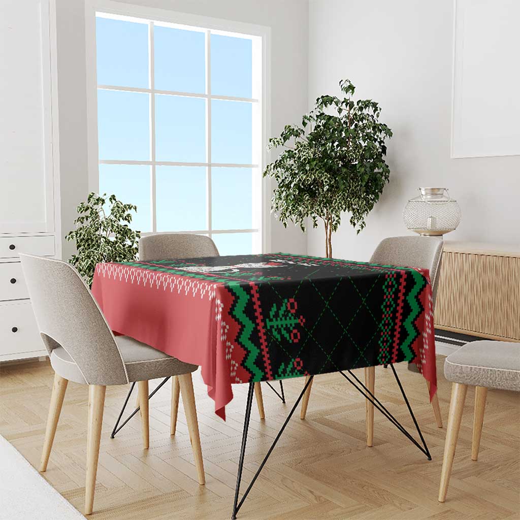 Christmas Cat Tablecloth with Grumpy Cat in Santa Hat Holiday Lights - Wonder Print Shop