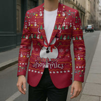 Christmas Chillin With My Snowmies Blazer Cool Snowman Red Snowflake Light String - Wonder Print Shop