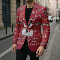 Christmas Chillin With My Snowmies Blazer Cool Snowman Red Snowflake Light String - Wonder Print Shop