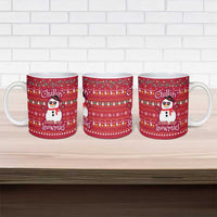 Christmas Chillin With My Snowmies Ceramic Mug Cool Snowman Red Snowflake Light String - Wonder Print Shop