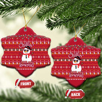 Christmas Chillin With My Snowmies Ceramic Ornament Cool Snowman Red Snowflake Light String - Wonder Print Shop