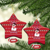 Christmas Chillin With My Snowmies Ceramic Ornament Cool Snowman Red Snowflake Light String - Wonder Print Shop