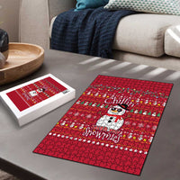 Christmas Chillin With My Snowmies Puzzle Cool Snowman Red Snowflake Light String - Wonder Print Shop