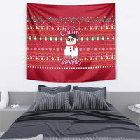 Christmas Chillin With My Snowmies Tapestry Cool Snowman Red Snowflake Light String - Wonder Print Shop