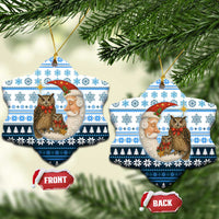 Owl Love Santa Moon Christmas Ceramic Ornament Xmas Holiday Patterns - Wonder Print Shop