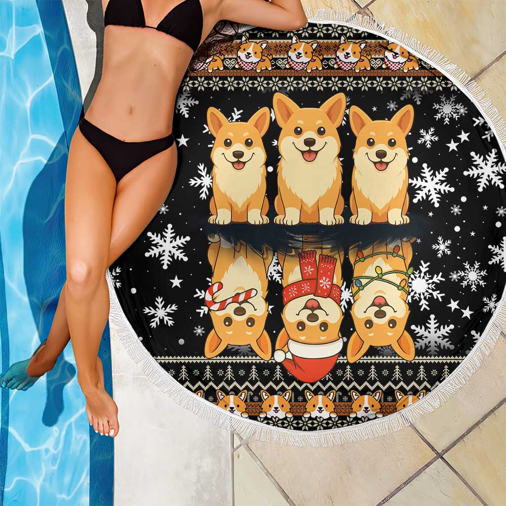 Pembroke Welsh Corgi Dog Christmas Beach Blanket Xmas Holiday Patterns - Wonder Print Shop