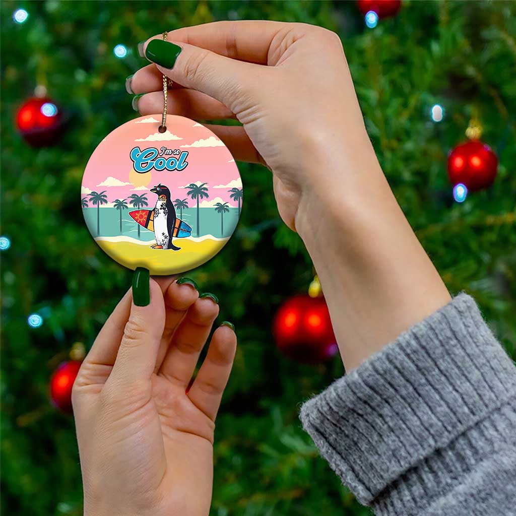 Penguin Im So Cool Christmas Ceramic Ornament Xmas Holiday Patterns - Wonder Print Shop