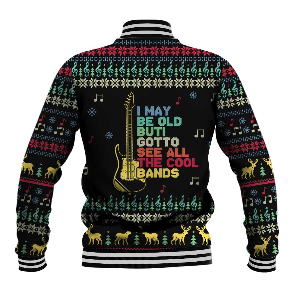 Christmas Vintage Guitar Baseball Jacket Xmas Holiday Patterns - Wonder Print Shop