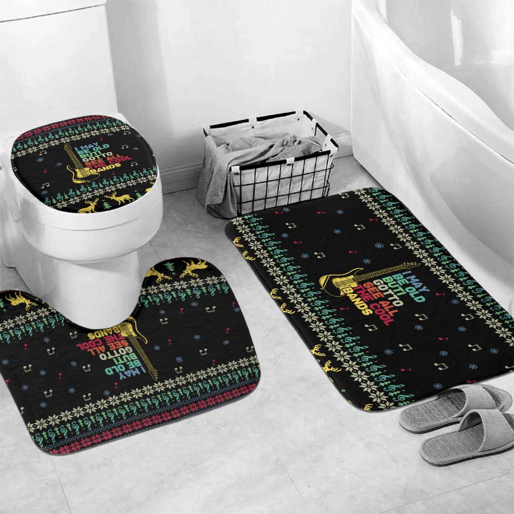 Christmas Vintage Guitar Bathroom Set Xmas Holiday Patterns - Wonder Print Shop