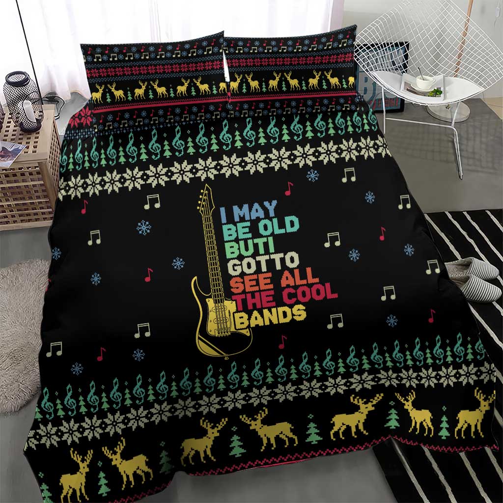 Christmas Vintage Guitar Bedding Set Xmas Holiday Patterns - Wonder Print Shop