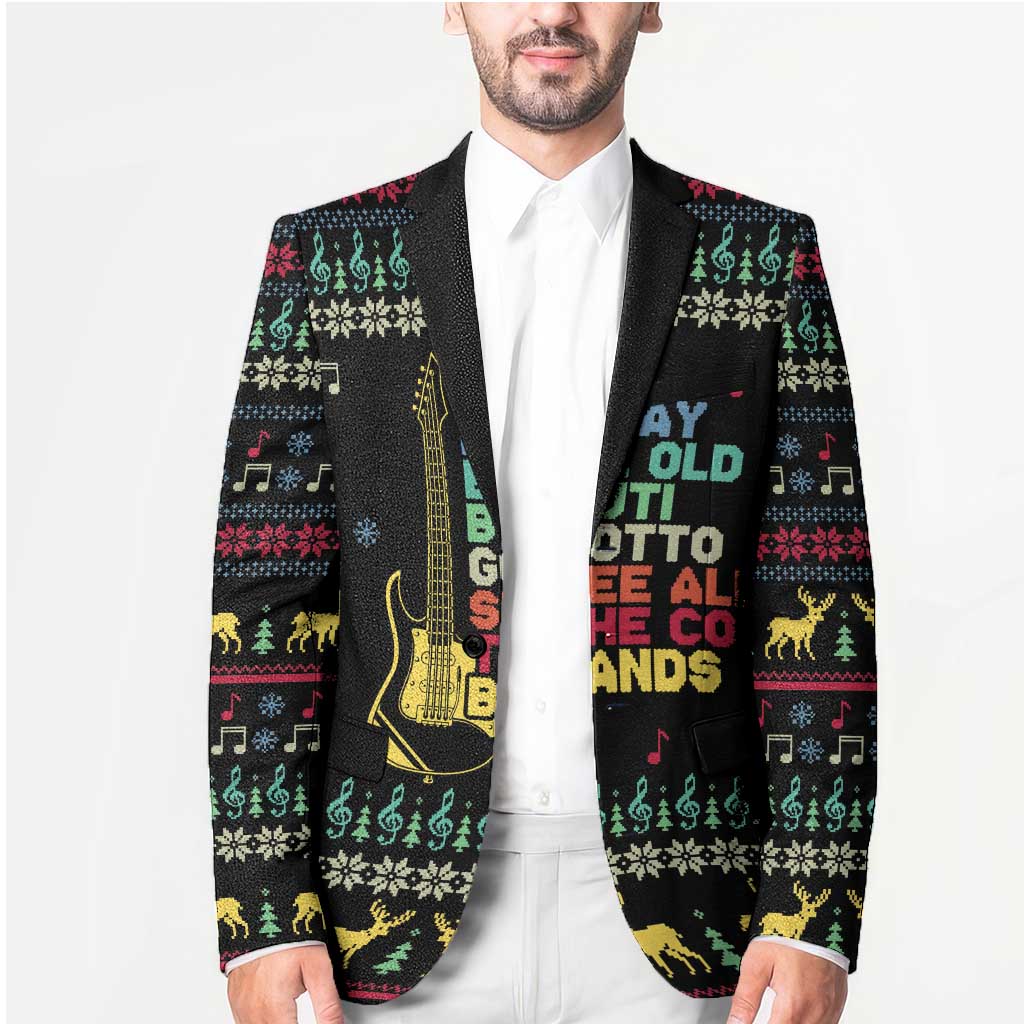 Christmas Vintage Guitar Blazer Xmas Holiday Patterns - Wonder Print Shop
