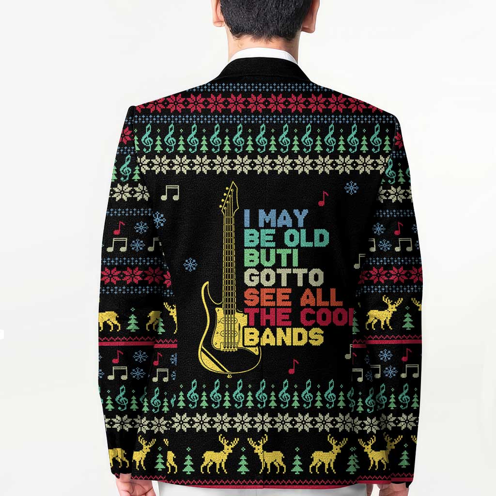 Christmas Vintage Guitar Blazer Xmas Holiday Patterns - Wonder Print Shop