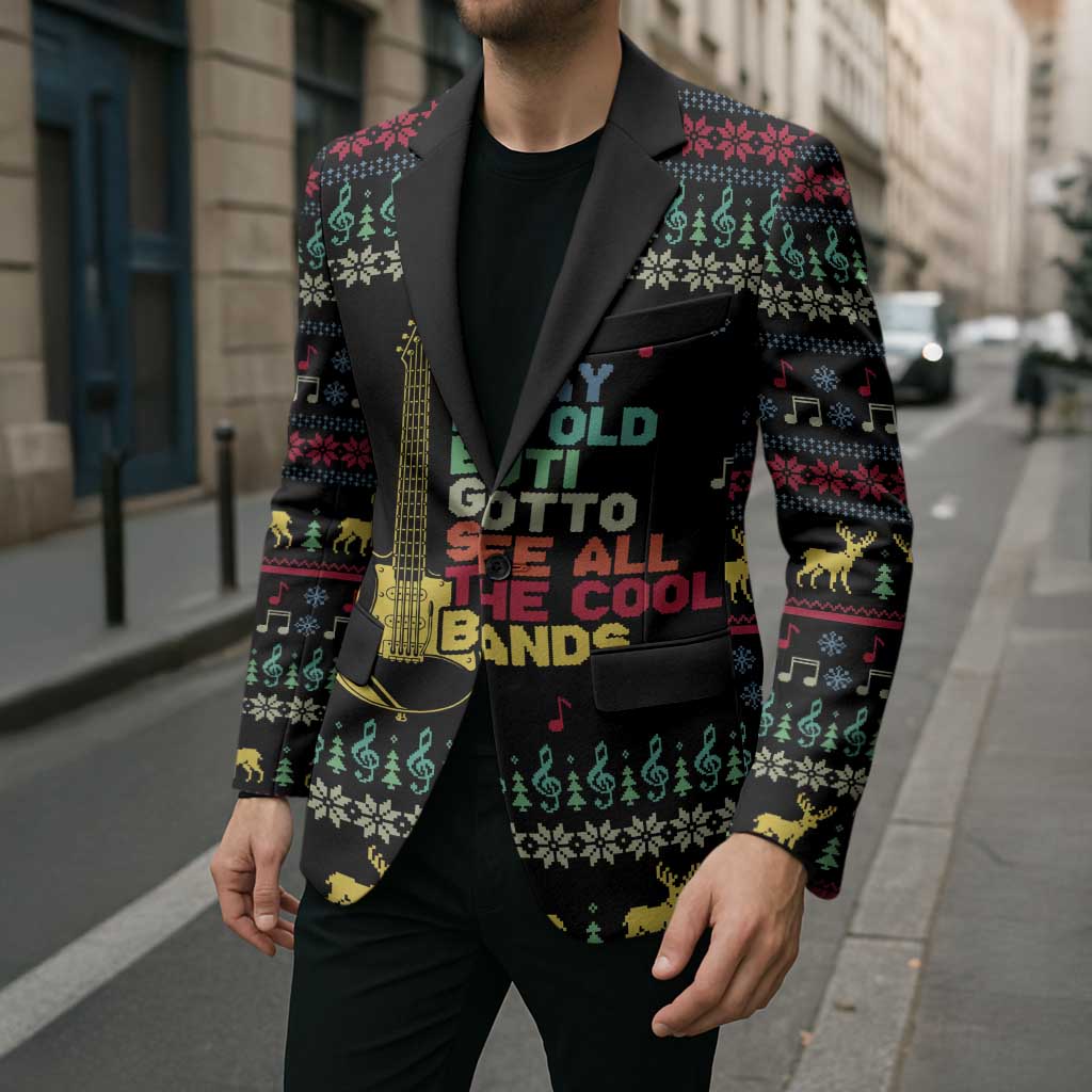 Christmas Vintage Guitar Blazer Xmas Holiday Patterns - Wonder Print Shop