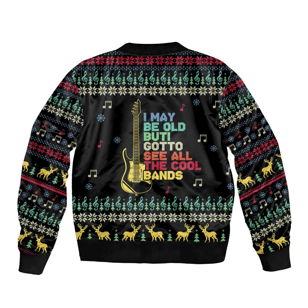 Christmas Vintage Guitar Bomber Jacket Xmas Holiday Patterns - Wonder Print Shop