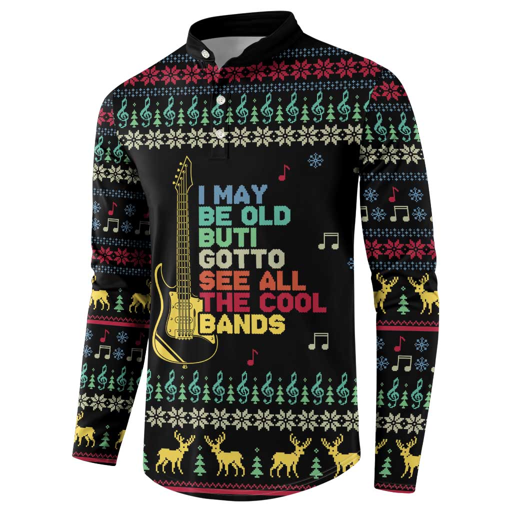 Christmas Vintage Guitar Button Sweatshirt Xmas Holiday Patterns - Wonder Print Shop