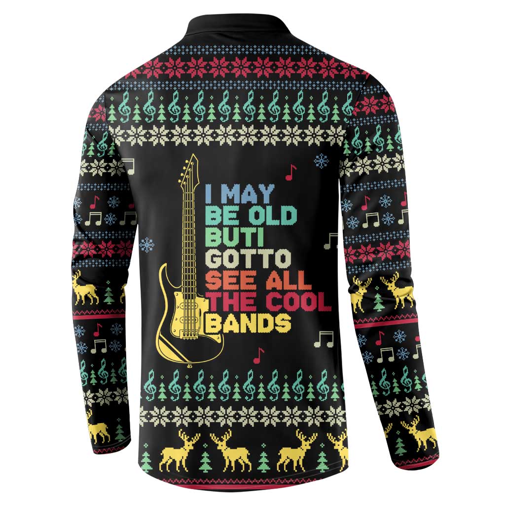 Christmas Vintage Guitar Button Sweatshirt Xmas Holiday Patterns - Wonder Print Shop