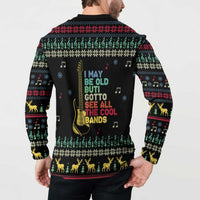 Christmas Vintage Guitar Button Sweatshirt Xmas Holiday Patterns - Wonder Print Shop
