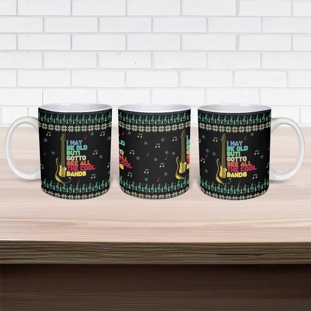Christmas Vintage Guitar Ceramic Mug Xmas Holiday Patterns - Wonder Print Shop
