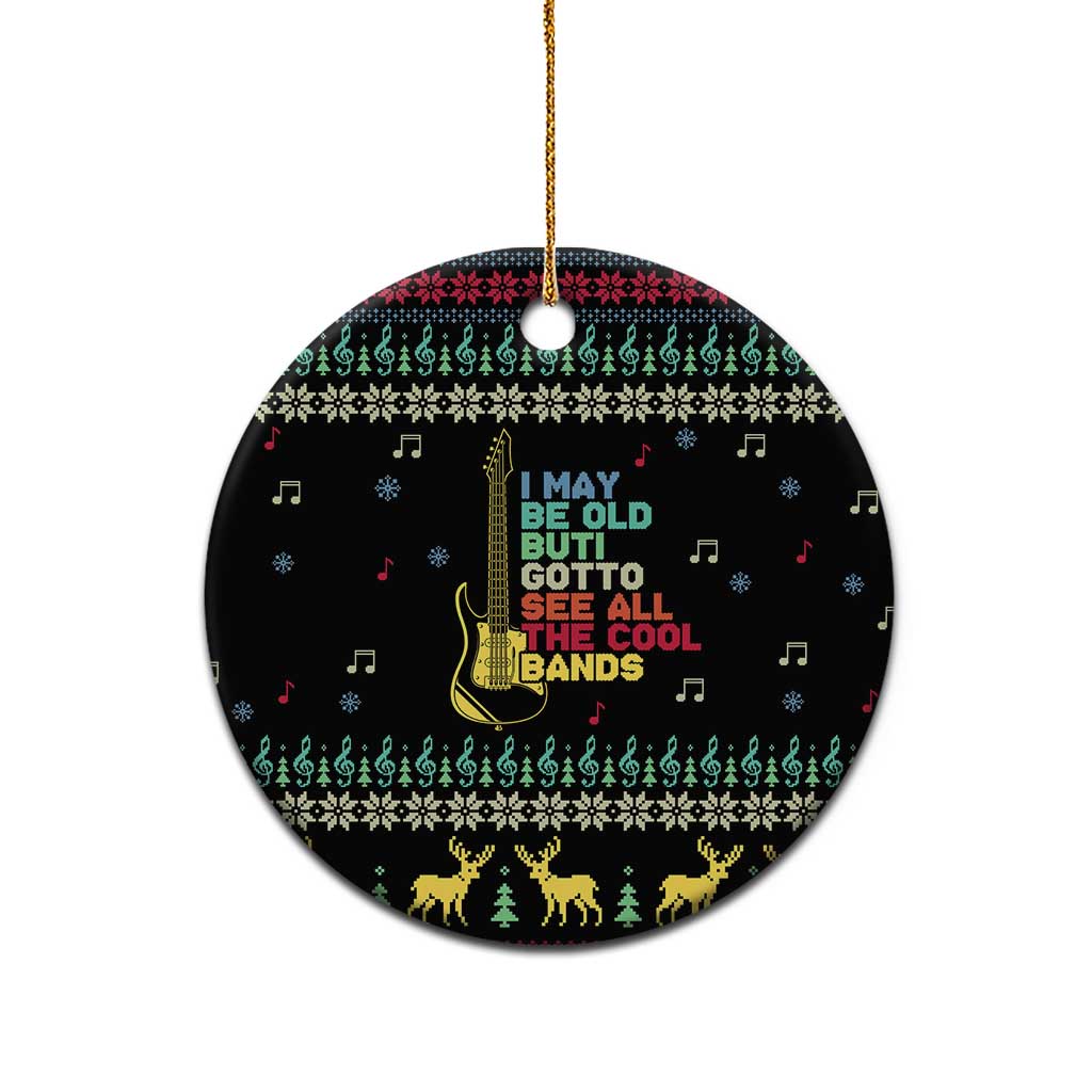 Christmas Vintage Guitar Ceramic Ornament Xmas Holiday Patterns - Wonder Print Shop